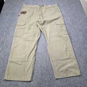 Wrangler Riggs Workwear Men Khaki Cargo Pants‎ Relaxed Fit 42x30 Cotton